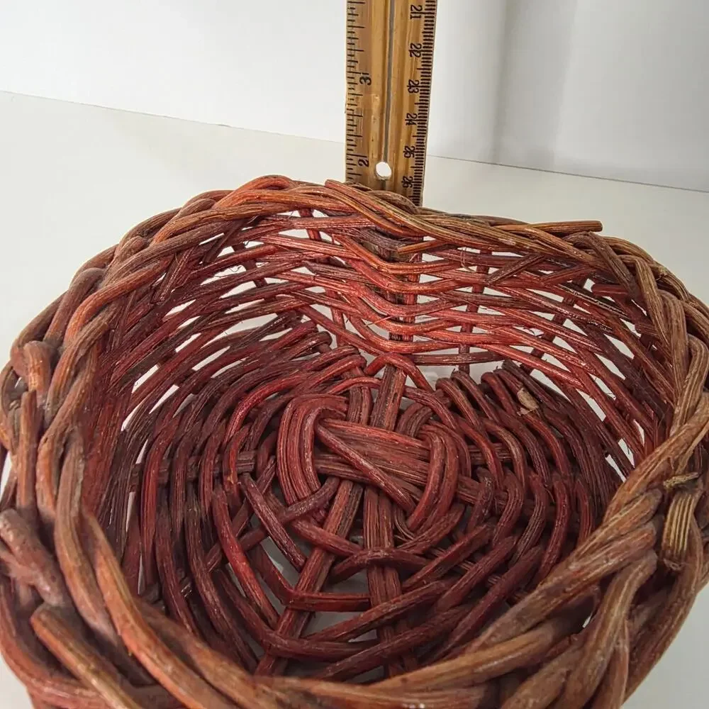 Small Heart Shaped Wicker Basket Brown Woven Rattan Valentine Rustic Decor